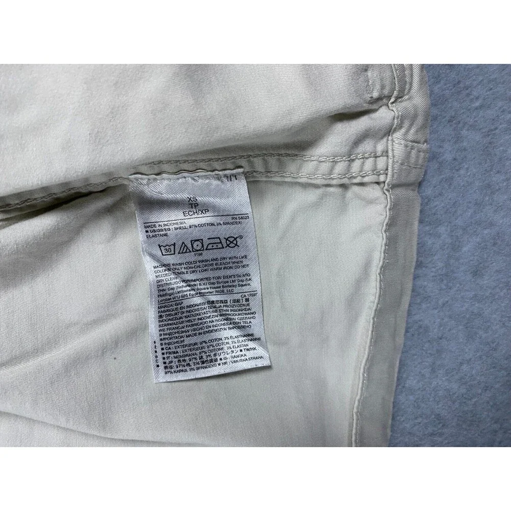 Gap Field Jacket Women's XS Beige Cotton Full Zip Cinched Waist‎ Utility Hooded